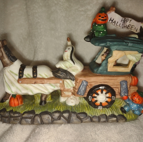 Spooky Hollow Other - Halloween Spooky Hollow Porcelain Horse Carriage Ghost Pumpkin Witch